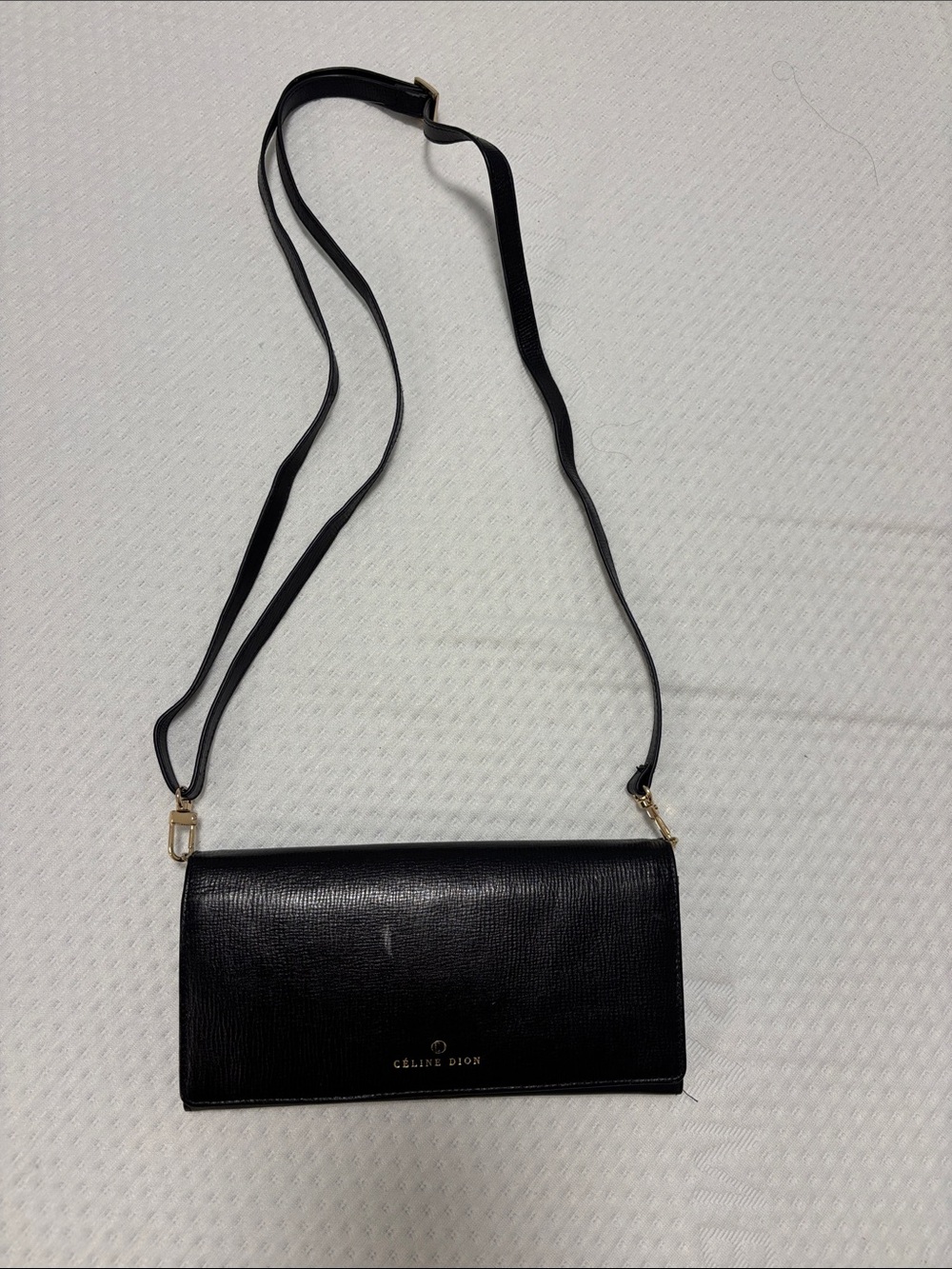 Céline Dion Black Leather Crossbody Wallet